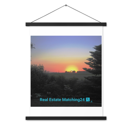 Beautiful Sunset Sinari Poster with hangers with realestatematching24 with key Logo