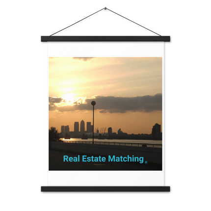 Majestic Sunset Poster with hangers with realestatematching without key Logo