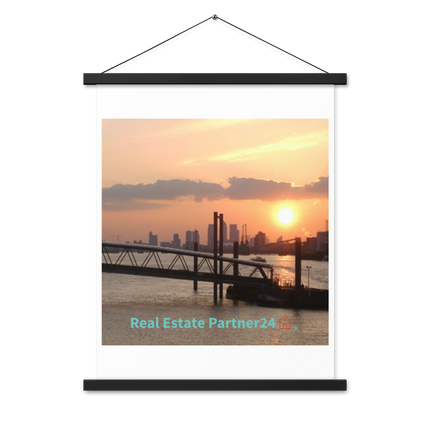 Evening Glow Poster with hangers with realestatepartner24 with house Logo