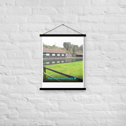 Lakeside Serenity Poster with hangers with realestatematching24 with key Logo