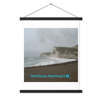 Waves and Sand Poster with hangers with realestatematching24 with key Logo