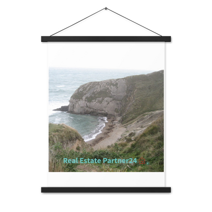 Sea & Hills Poster with hangers with realestatepartner24 with house Logo