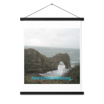 Coastal Escape Poster with hangers with realestatematching without key Logo