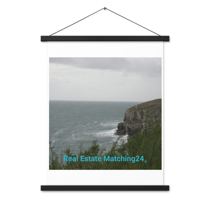 Seaside Serenity Poster with hangers with realestatematching24 without key Logo