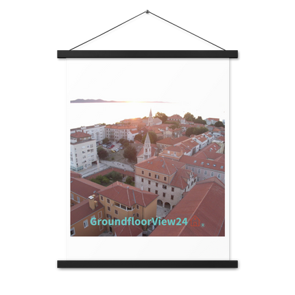 Roof Sunset View Poster with hangers with groundfloorview24 with House Logo