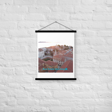 Roof Sunset View Poster with hangers with realestatematching with key Logo