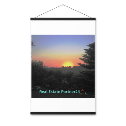 Beautiful Sunset Sinari Poster with hangers with realestatepartner24 with house Logo