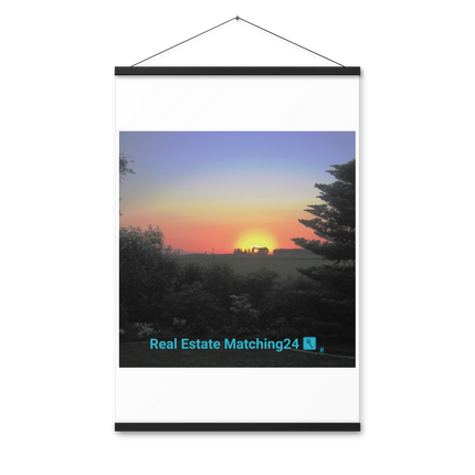 Beautiful Sunset Sinari Poster with hangers with realestatematching24 with key Logo