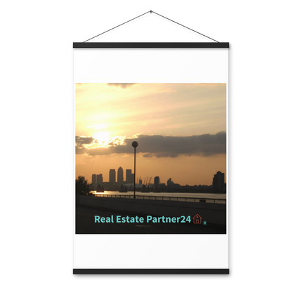 Majestic Sunset Poster with hangers with realestatepartner24 with house Logo
