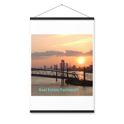 Evening Glow Poster with hangers with realestatepartner24 with house Logo
