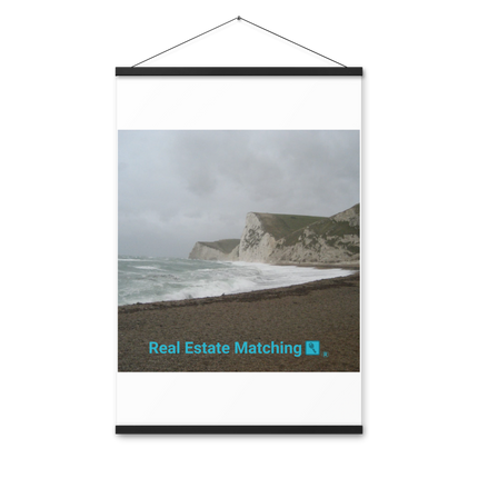 Waves and Sand Poster with hangers with realestatematching with key Logo