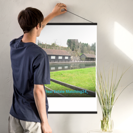 Lakeside Serenity Poster with hangers with realestatematching24 without key Logo