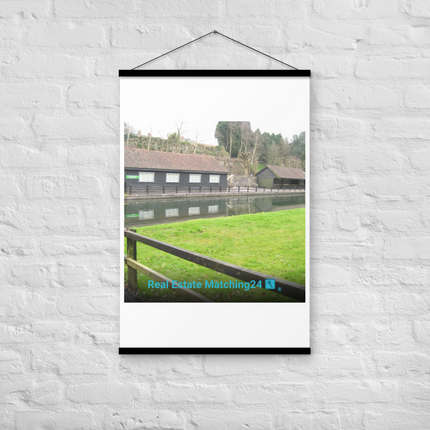 Lakeside Serenity Poster with hangers with realestatematching24 with key Logo