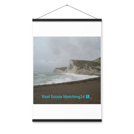 Waves and Sand Poster with hangers with realestatematching24 with key Logo