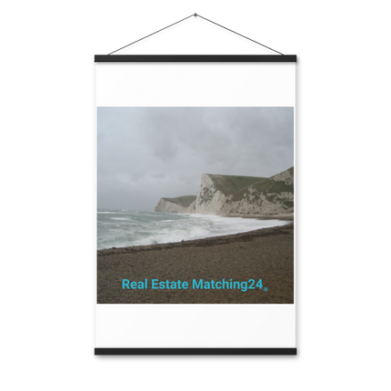 Waves and Sand Poster with hangers with realestatematching24 without key Logo