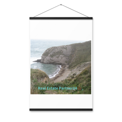 Sea & Hills Poster with hangers with realestatepartner24 with house Logo