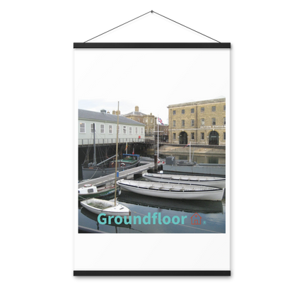 Boat on Water Poster with hangers with Groundfloor with House Logo