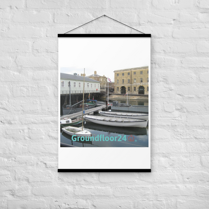 Boat on Water Poster with hangers with Groundfloor24 with House Logo