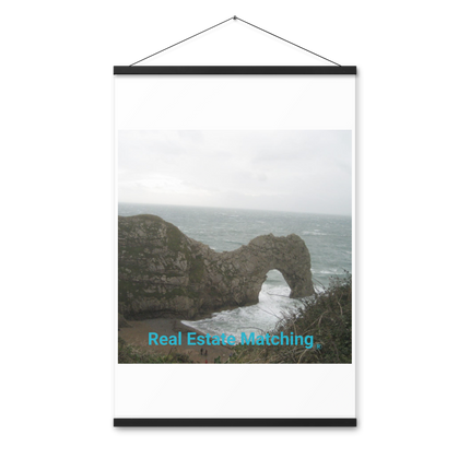 Coastal Escape Poster with hangers with realestatematching without key Logo