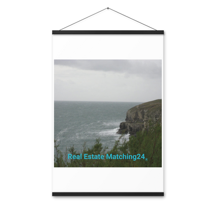 Seaside Serenity Poster with hangers with realestatematching24 without key Logo