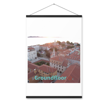 Roof Sunset View Poster with hangers with Groundfloor with House Logo