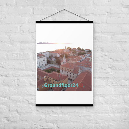 Roof Sunset View Poster with hangers with Groundfloor24 with House Logo