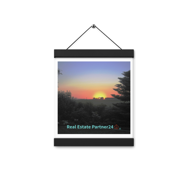 Beautiful Sunset Sinari Poster with hangers with realestatepartner24 with house Logo