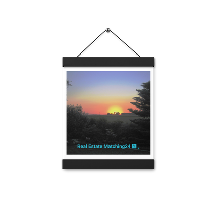 Beautiful Sunset Sinari Poster with hangers with realestatematching24 with key Logo