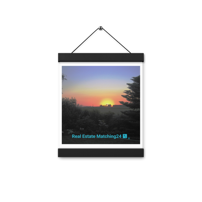 Beautiful Sunset Sinari Poster with hangers with realestatematching24 with key Logo