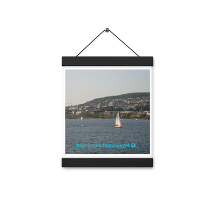 Beautiful River & Hills Sinari Poster with hangers with realestatematching24 with key Logo