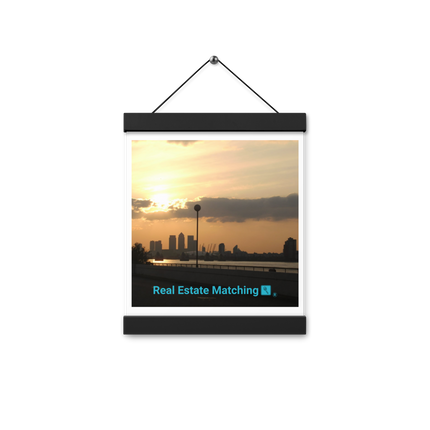 Majestic Sunset Poster with hangers with realestatematching with key Logo