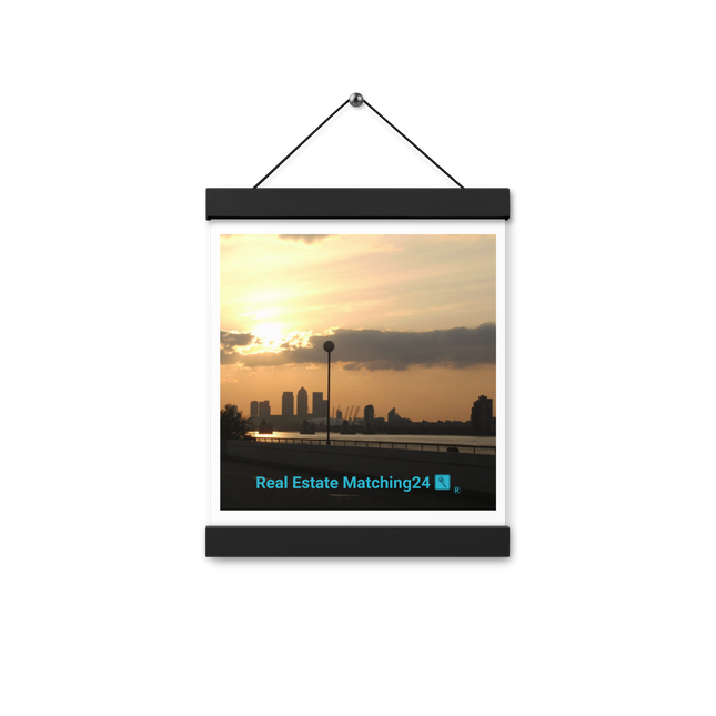Majestic Sunset Poster with hangers with realestatematching24 with key Logo