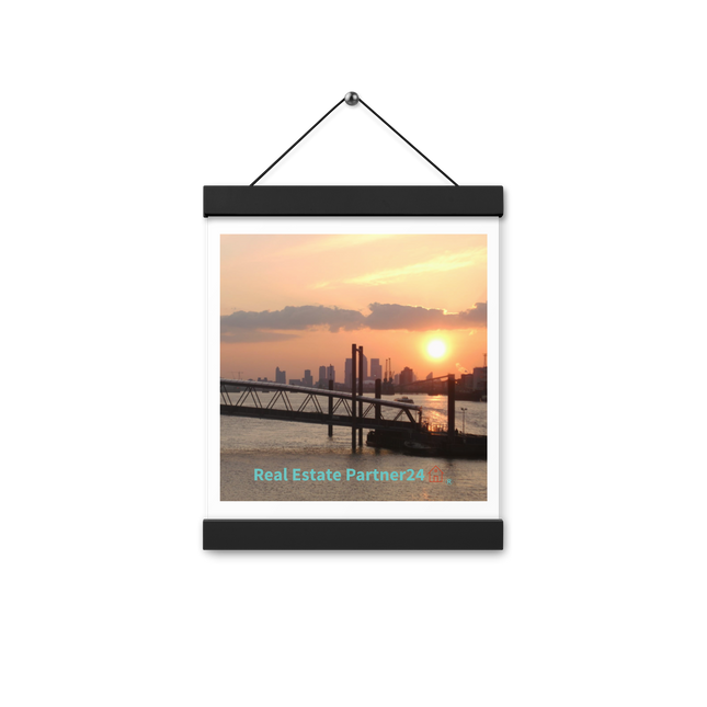 Evening Glow Poster with hangers with realestatepartner24 with house Logo