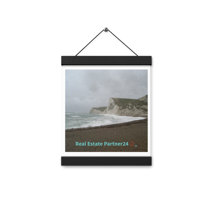 Waves and Sand Poster with hangers with realestatepartner24 with house Logo