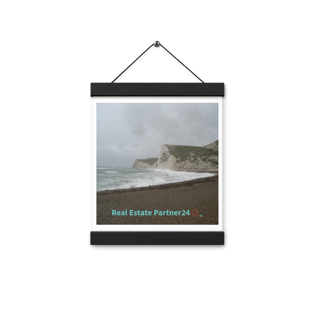 Waves and Sand Poster with hangers with realestatepartner24 with house Logo