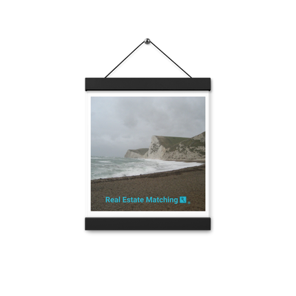 Waves and Sand Poster with hangers with realestatematching with key Logo