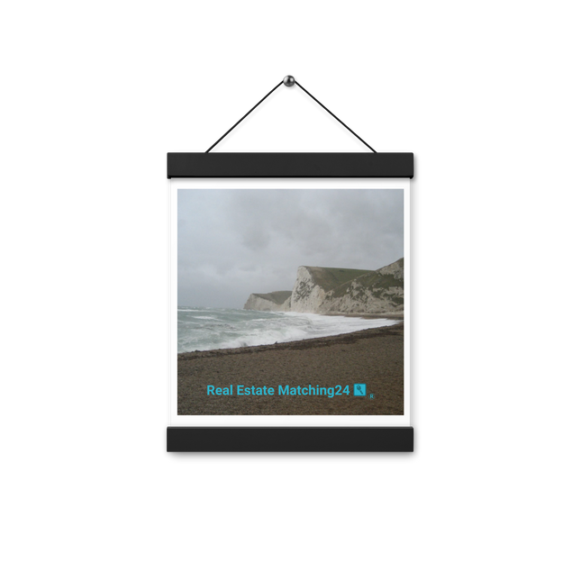 Waves and Sand Poster with hangers with realestatematching24 with key Logo