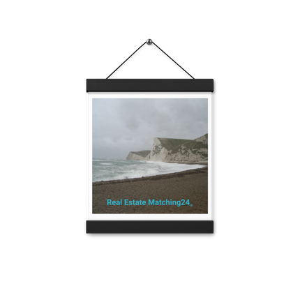 Waves and Sand Poster with hangers with realestatematching24 without key Logo
