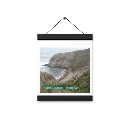 Sea & Hills Poster with hangers with realestatepartner24 with house Logo