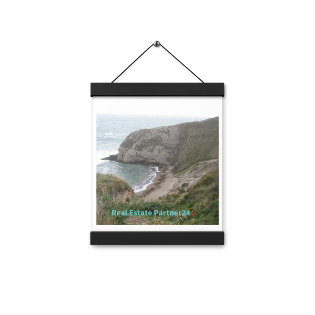 Sea & Hills Poster with hangers with realestatepartner24 with house Logo