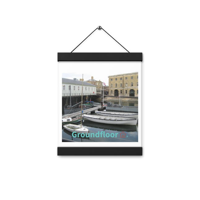 Boat on Water Poster with hangers with Groundfloor with House Logo