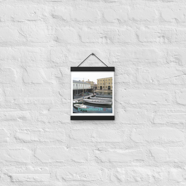 Boat on Water Poster with hangers with Groundfloor24 with House Logo