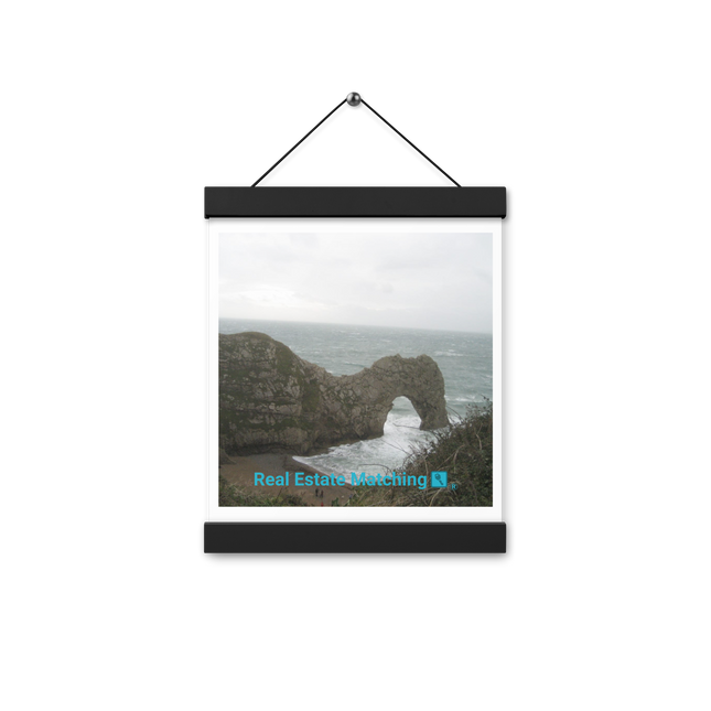 Coastal Escape Poster with hangers with realestatematching with key Logo