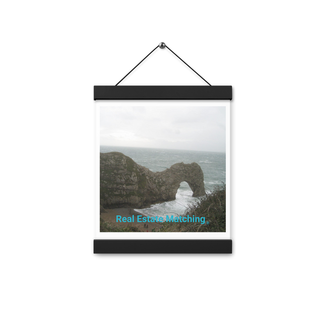 Coastal Escape Poster with hangers with realestatematching without key Logo