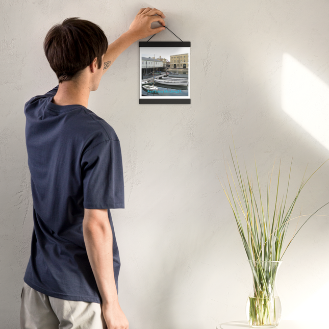 Boat on Water Poster with hangers realestatematching24 without key Logo