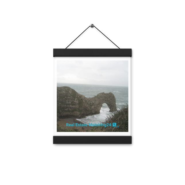 Coastal Escape Poster with hangers with realestatematching24 with key Logo