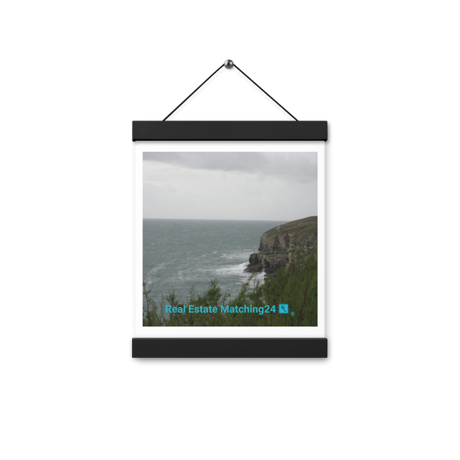 Seaside Serenity Poster with hangers with realestatematching24 with key Logo