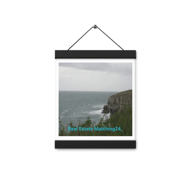 Seaside Serenity Poster with hangers with realestatematching24 without key Logo