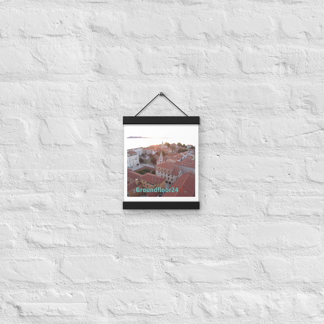 Roof Sunset View Poster with hangers with Groundfloor24 with House Logo
