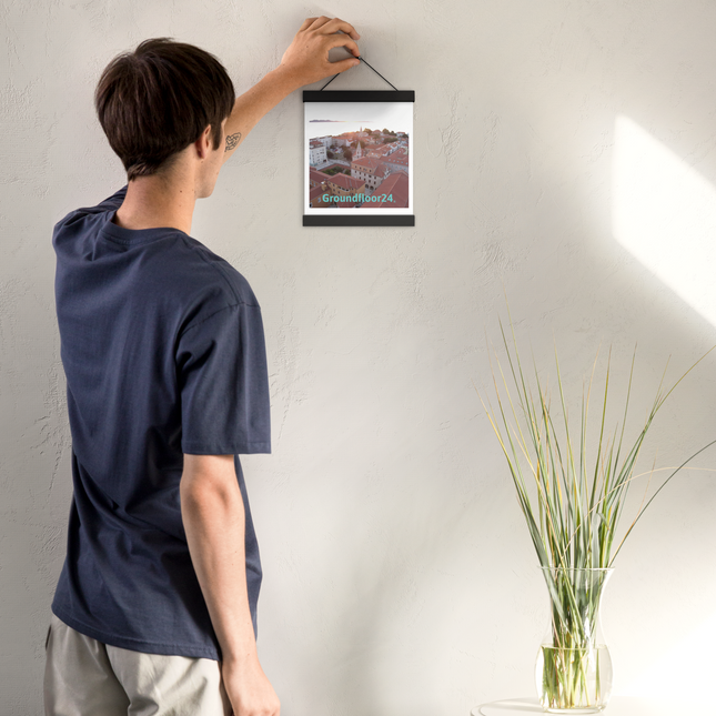 Roof Sunset View Poster with hangers with Groundfloor24 without House Logo